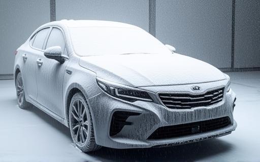 Foam washing a car exterior.