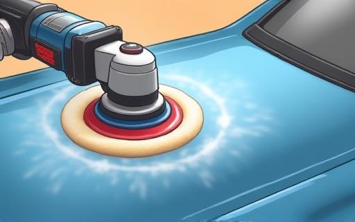Machine polishing car paint.