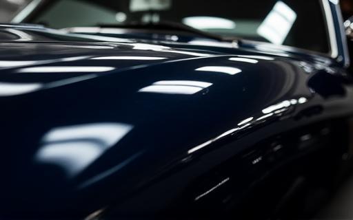 Close-up of polished car surface showing reflection.